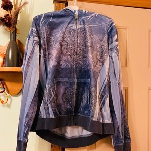 Blue Paisley Velvet Velour Hoodie